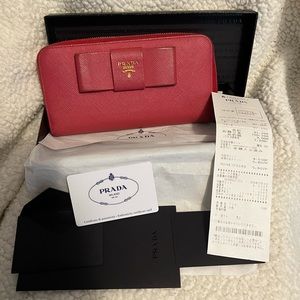 Prada Saffiano Fiocco long wallet